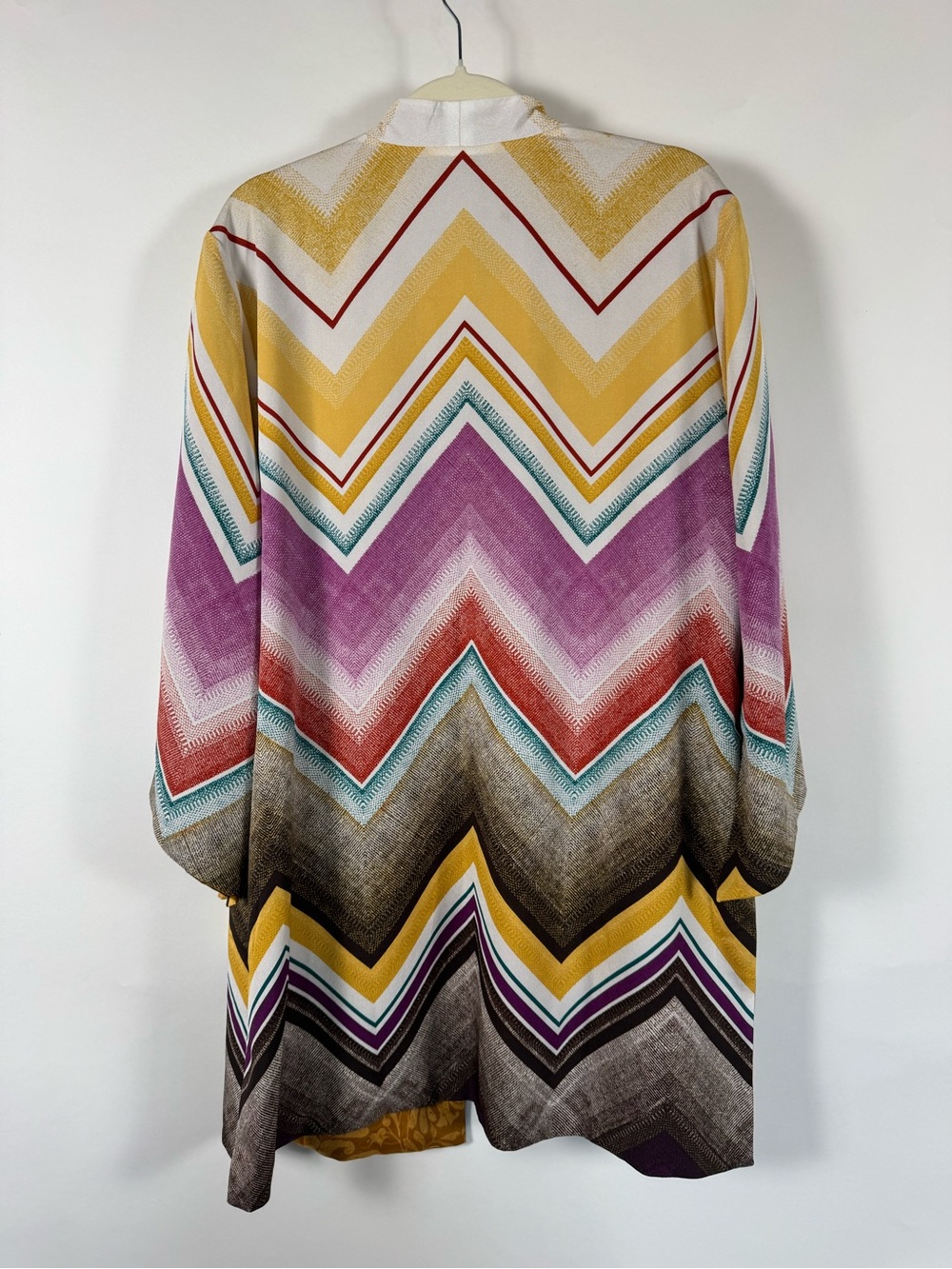 Chico's NWT Reversable Kimono Jacket Size 3 Chevron Vibrant Layering Flowy Boho - Picture 5 of 12